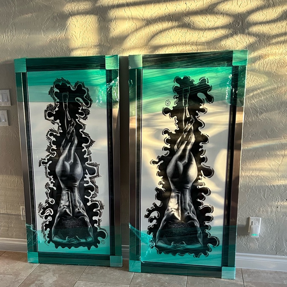 New 5ft Set of professionally chrome framed paintings by the late BrandiMichelle